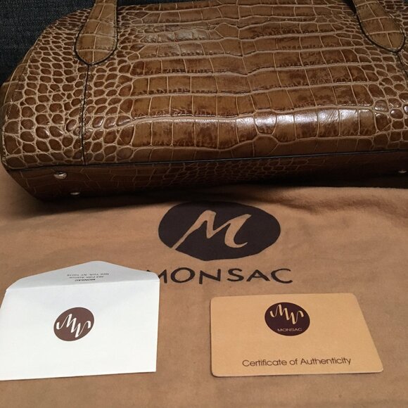 Cognac croco-print leather baguette - Picture 7 of 7